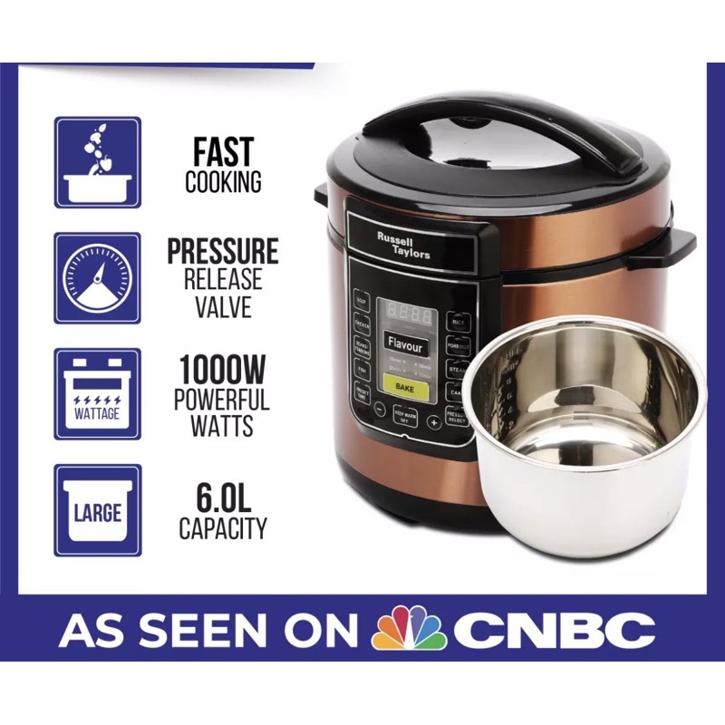 Russell Taylors 6L Electric Pressure Cooker PC60 stainless steel pot