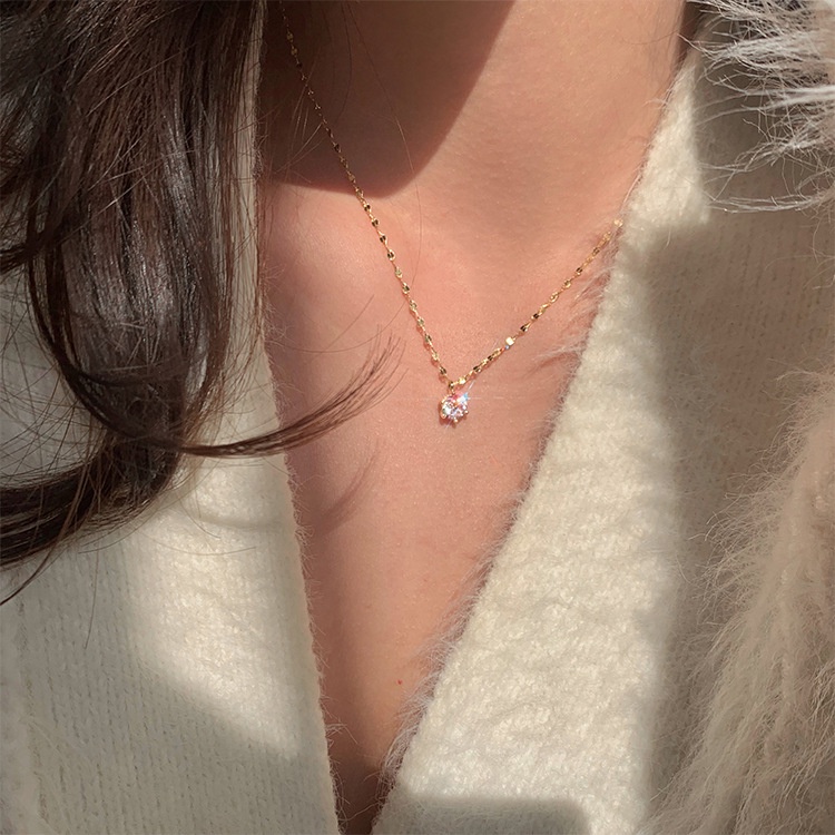 Simple single deals diamond necklace