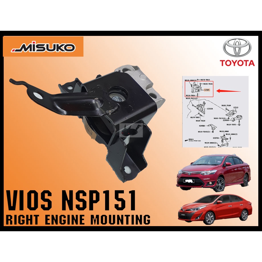 TOYOTA VIOS NSP151 / YARIS RIGHT ENGINE MOUNTING / TIMING MOUNTING ...