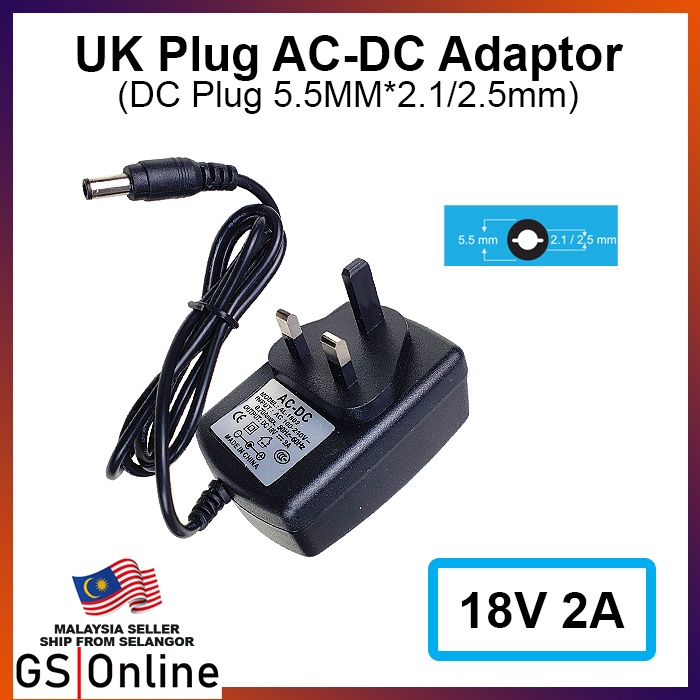UK Plug AC DC 5.5mm Power Adapter 5V 6V 9V 12V 15V 18V 20V 22V 24V 27V ...
