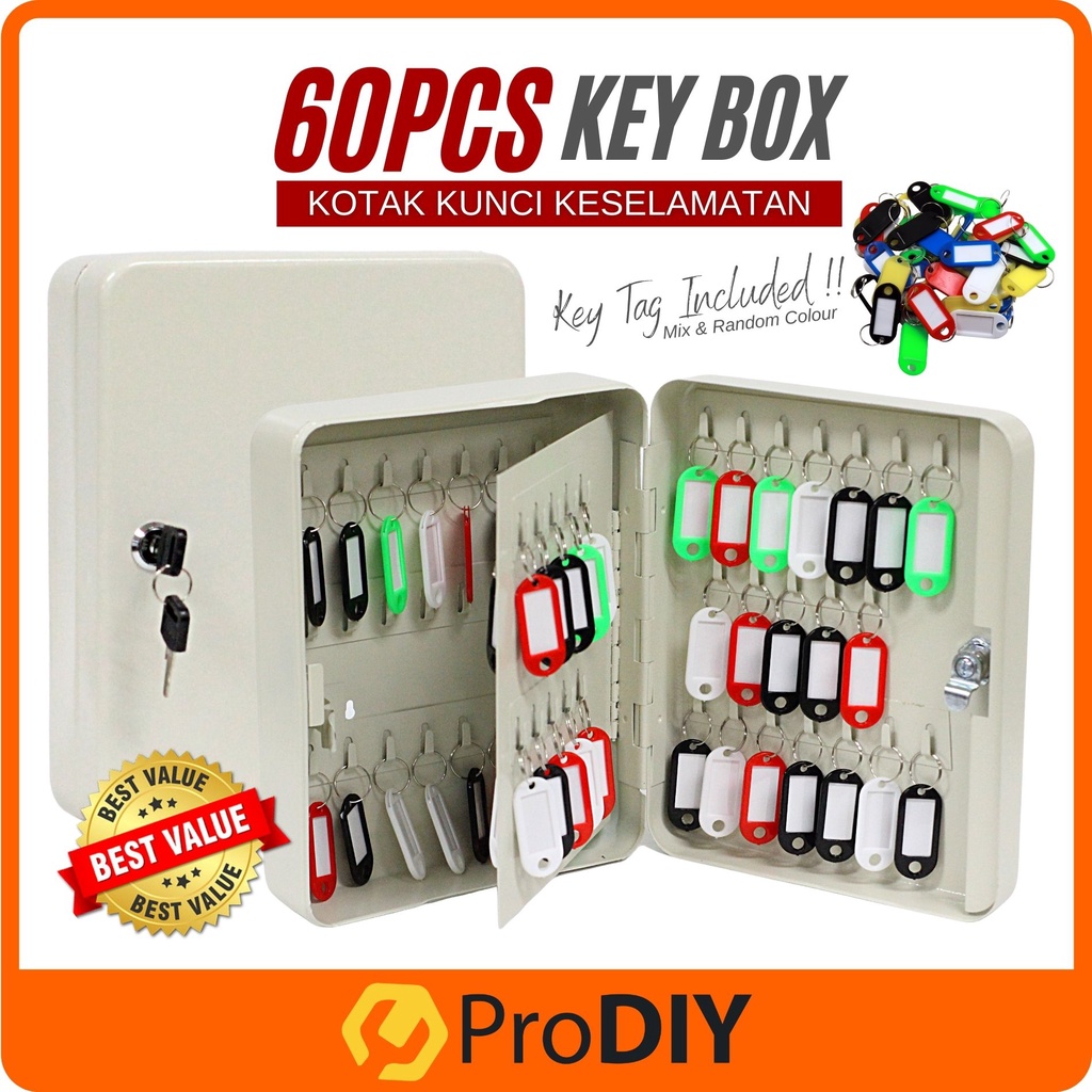 60 Key Slot Metal Key Box Lockable Security Metal Key Cabinet / Storage ...