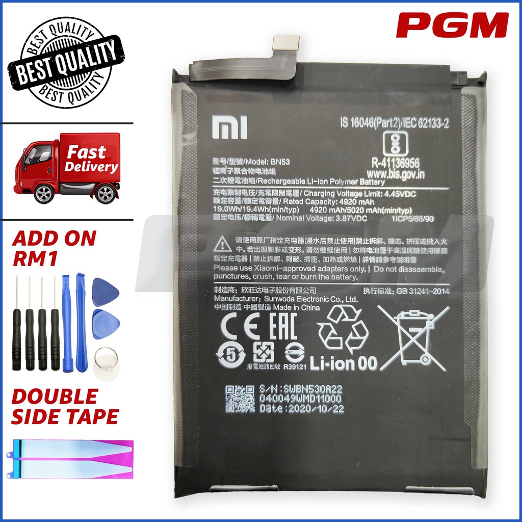 BATTERY REPLACEMENT FOR ORIGINAL XMI REDM NOTE 9 PRO / NOTE 10 PRO 4G ...