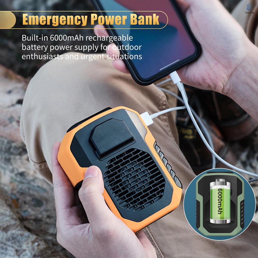 [HS] Mini Waist Clip Fan With 6000mah Battery Hands-Free Wearable ...