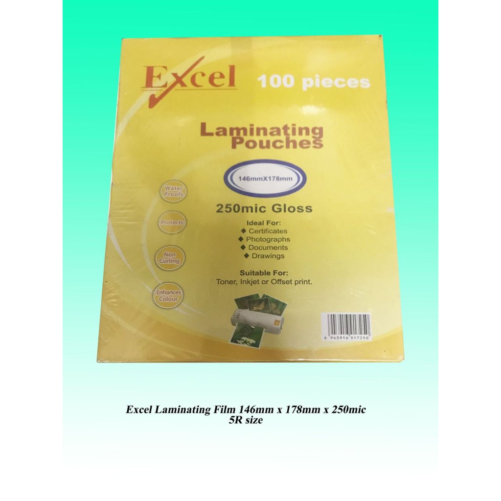 EXCEL Laminating Film and pouches 250 microns different sizes 100