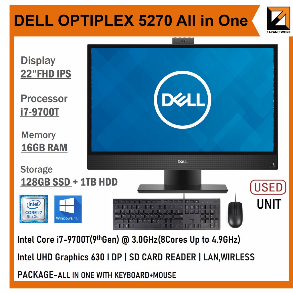 DELL OPTIPLEX 5270 ALL IN ONE CORE i7-9700T(9TH GEN) ( UP TO 32GB RAM ...