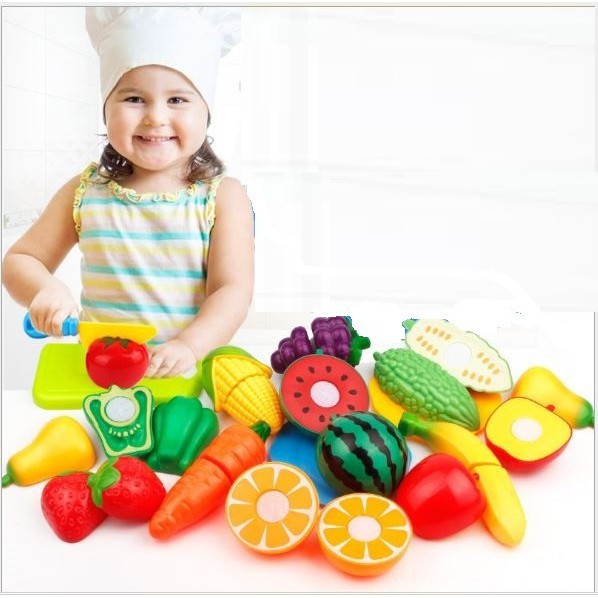 (WITH KNIFE & CUTTING BOARD) 20pcs Kitchen Fun Cutting Fruits and ...