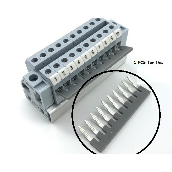 DIN Rail Power Distribution Terminal Block 10P Connector 17.5A 660V JH61.5 Jumper Link/Link Bar