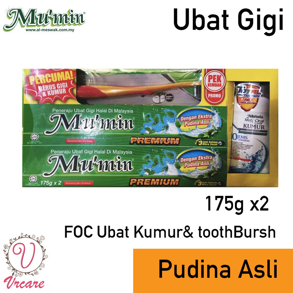 Mu'min Premium Toothpaste 175x2 Twin pack Pudina Asli/Kayu Sugi (FOC ...