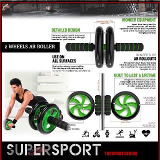 FLEX Sports 2 Wheels Ab Roller Abdominal Muscle ABS Fitness Dual Wheel