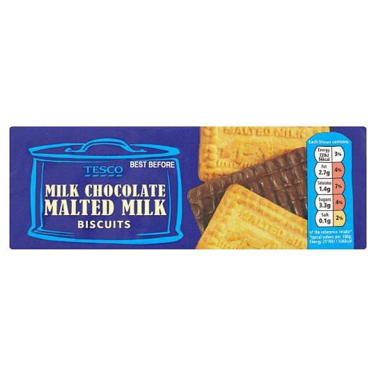 Tesco Milk Chocolate Malted Milk Biscuits 250g 