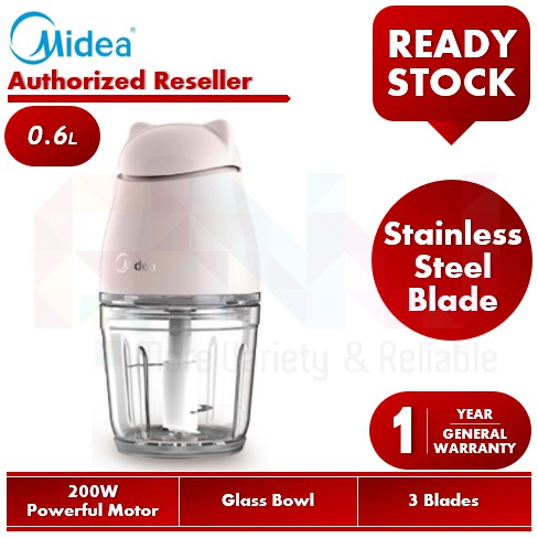 Midea 0.6L Food Processor / Chopper with Glass Bowl MBC-06PK / MBC06PK ...