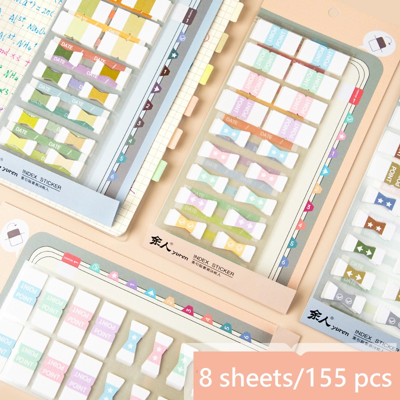 A Pack of 155 Pcs Retro Color Index Stickers Student Creative Label ...