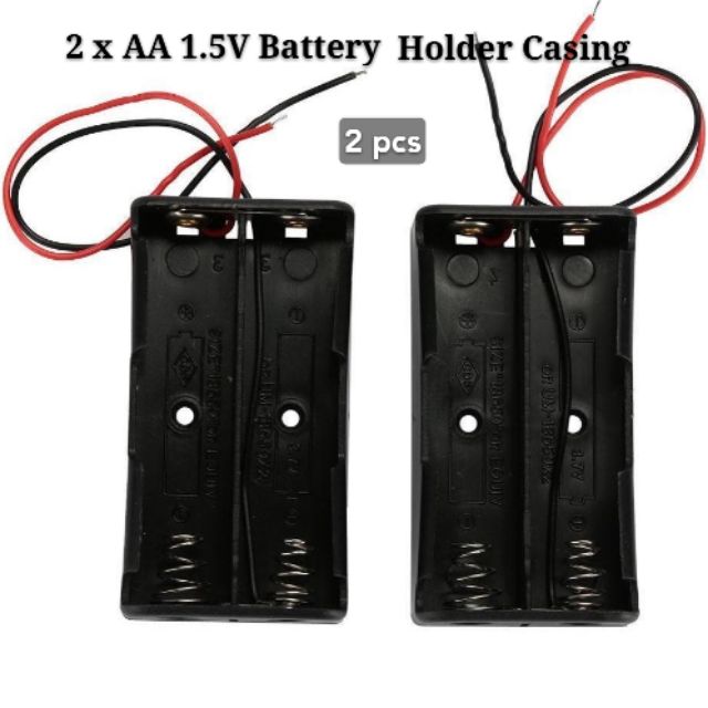 Battery Holder 2 x AA 1.5V Double A Battery Holder Casing With 2 Wire