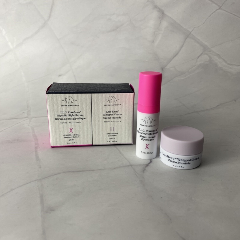 [Travel Size] DRUNK ELEPHANT TLC FRAMBOOS GLYCOLIC NIGHT SERUM+LALA