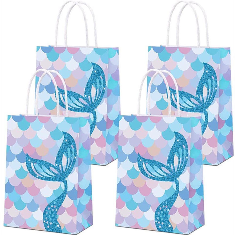 10Pcs Mermaid Tail Paper Gift Bags Colorful Candy Boxes Packaging Bags ...