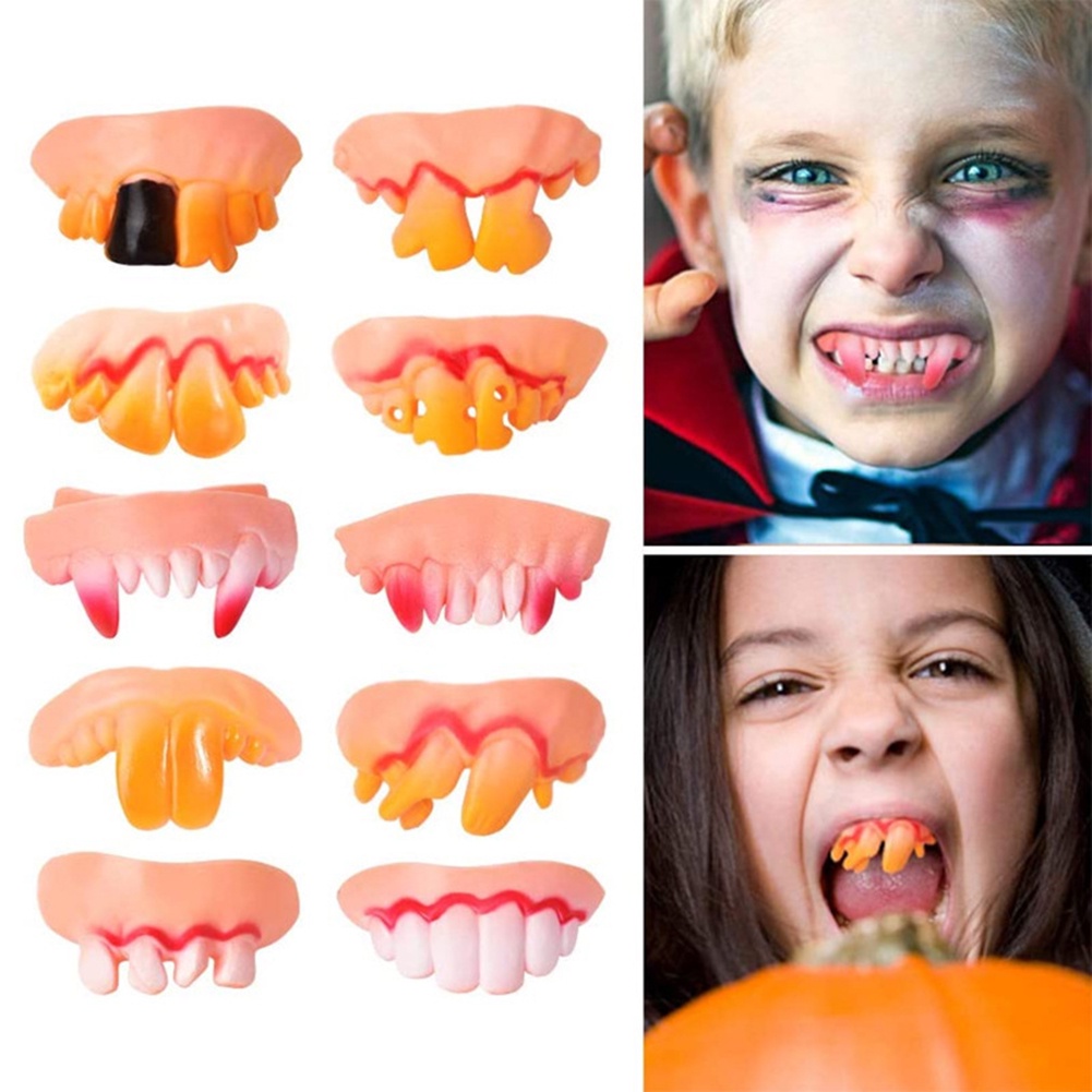 Funny Joke Tooth Rubber False Tooth Halloween Decoration Costume Party