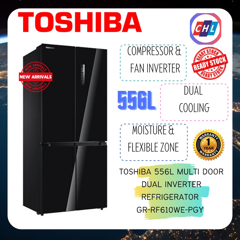 TOSHIBA 4 DOOR 56L MULTI DOOR DUAL INVERTER FRIDGE GRRF610WEPGY