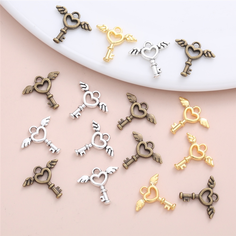 40pcs/set Vintage Lovly Wings Key Delicate Charm Accessories for Women ...