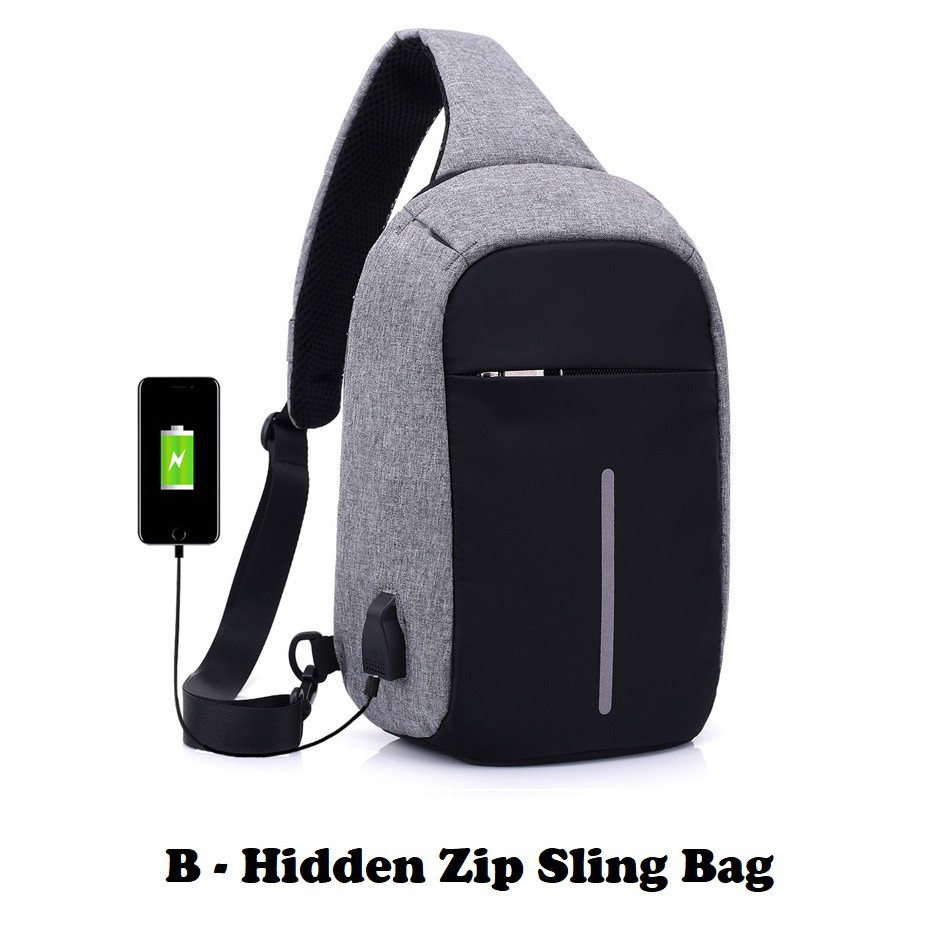 Anti Theft USB Charging Hidden Zipper Lockable Backpack Sling Bag Water Resistant 14 inch Laptop Fit Free Gift