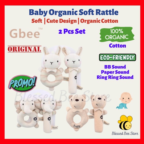 Gbee Baby Organic Rattle & Rattle Ring Toy Baby Teether Newborn Baby Rattle  Infant Smoothy Toy Rattle Toy Infant Toys 摇铃