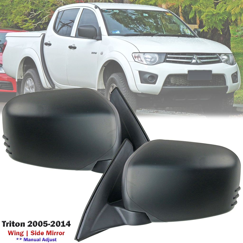 Front Black Manual Door Side Mirror For Mitsubishi Triton 20052014