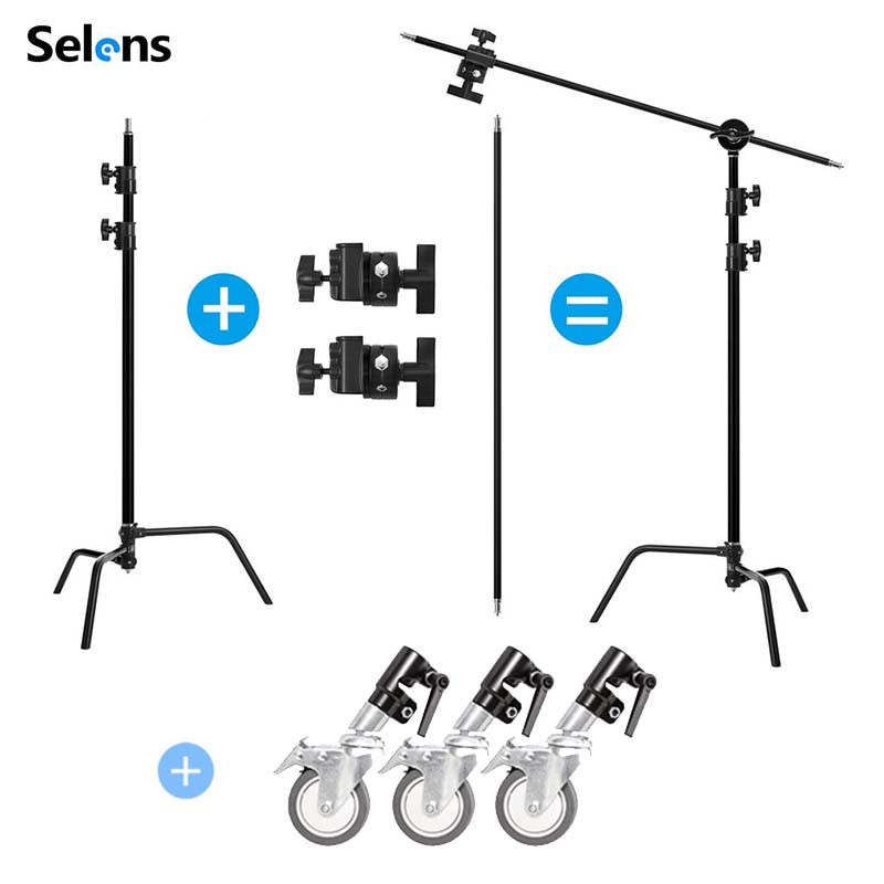 Selens Stainless Steel C Stand Heavy Duty Photography Light Stand Max ...