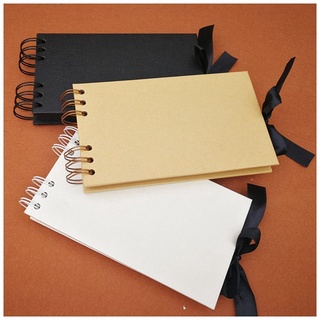 80 Pages Scrapbook Album - DIY Kraft Scrapbook with Tie - Black