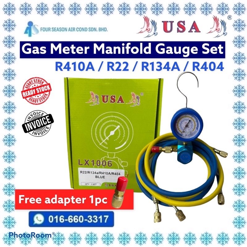 GAS METER USA (R22/R134/R410/R404) Single Low Side Aluminium Manifold ...