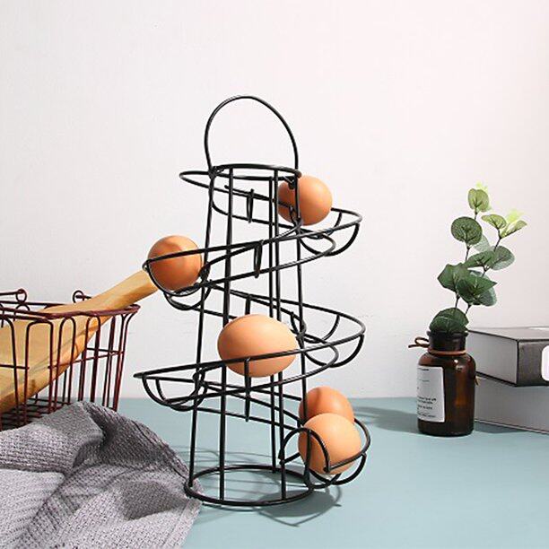 Modern Iron Spiral Egg Storage Roller Rack Keeper Space 24 Eggs Egg ...