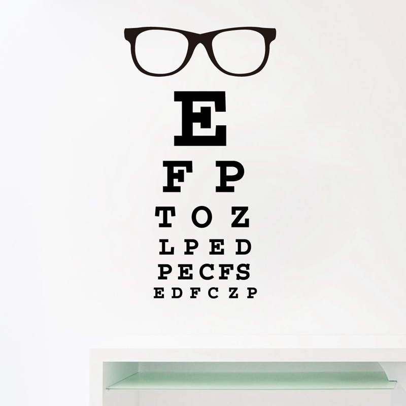 Glasses Eye Chart Letters Art Wall Decal Eyewear Specs Frames Vinyl ...