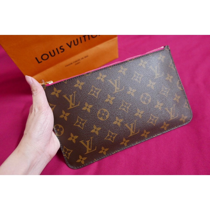 Louis Vuitton Neverfull Pochette PM No Strap Monogram Canvas Brown Leather  ref.523934 - Joli Closet