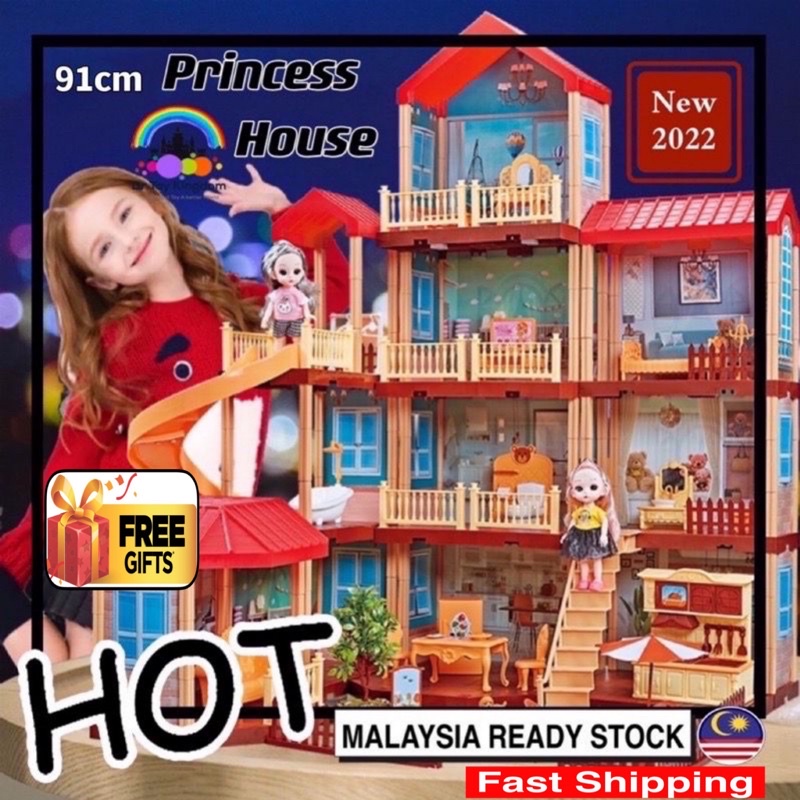 Premium Luxury Large Doll House Princess House Villa Castle Bungalow