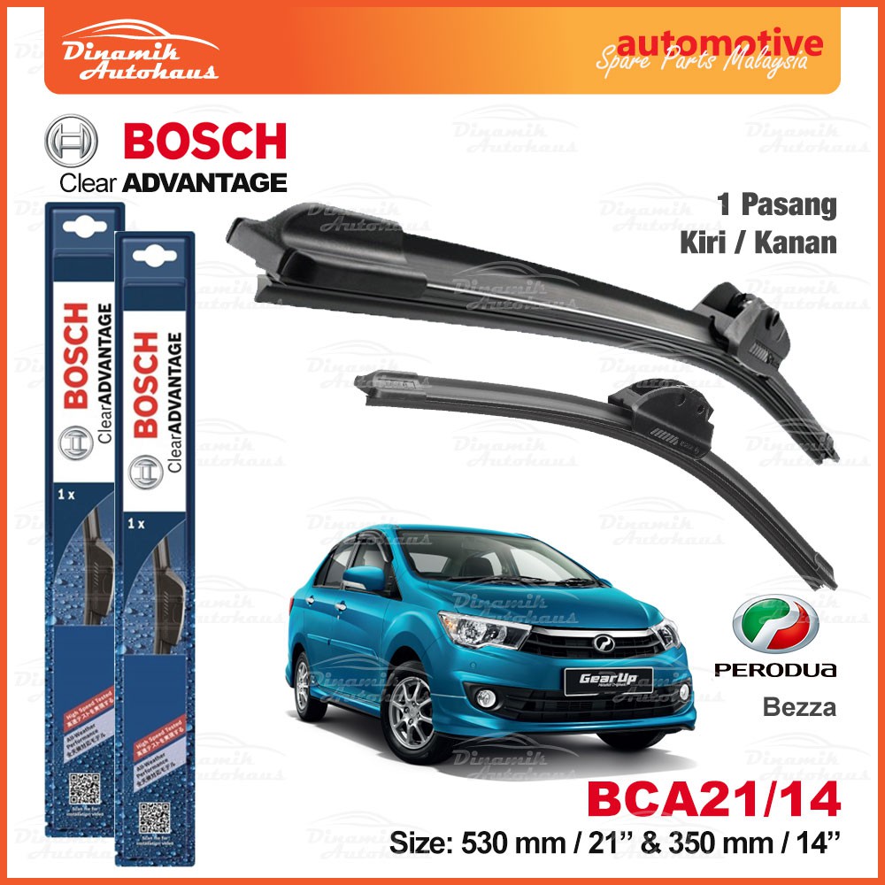 Perodua Bezza Car Front Windscreen Soft Wiper 21" & 14" Inch (1 Pair / 1 Pasang) Bosch Clear