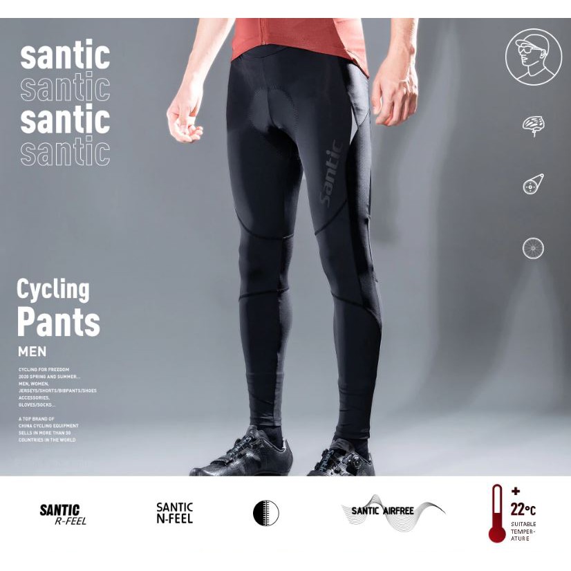 Santic Men's Cycling Shorts - 4D Coolmax Padded Bike Pants For Road & Mountain Biking