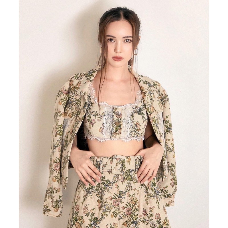 MAYA Label 4-Piece Suit Set Vintage Work Flower Pattern | Shopee Malaysia