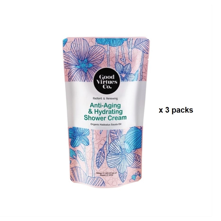 GOOD VIRTUES CO AntiAging Hydrating Shower Cream Body Wash (600ml x 3