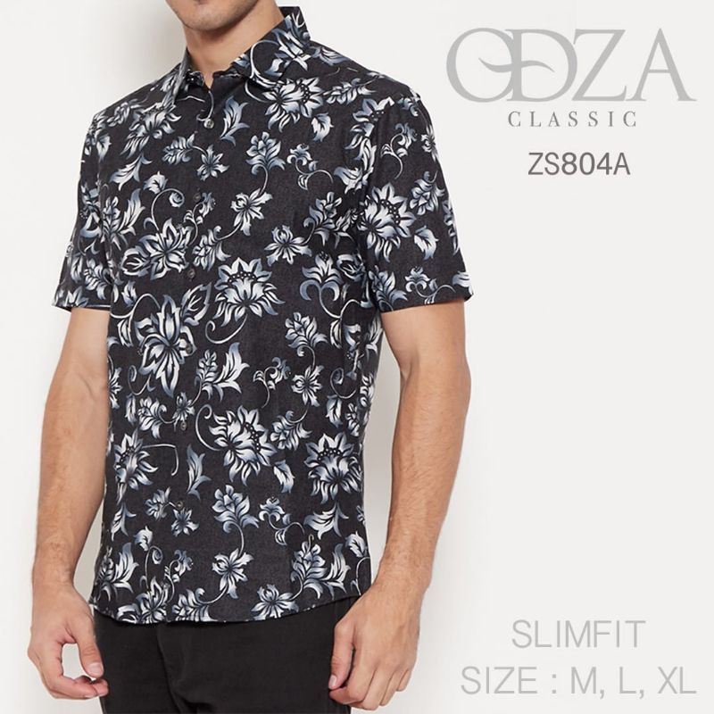 Men's Slimfit Batik Shirt Short Sleeve Odza Zs804a | Shopee Malaysia
