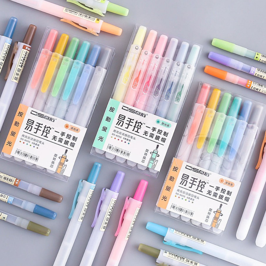 Retractable Press/Click Highlighter Ins Color Office, Student Use ...