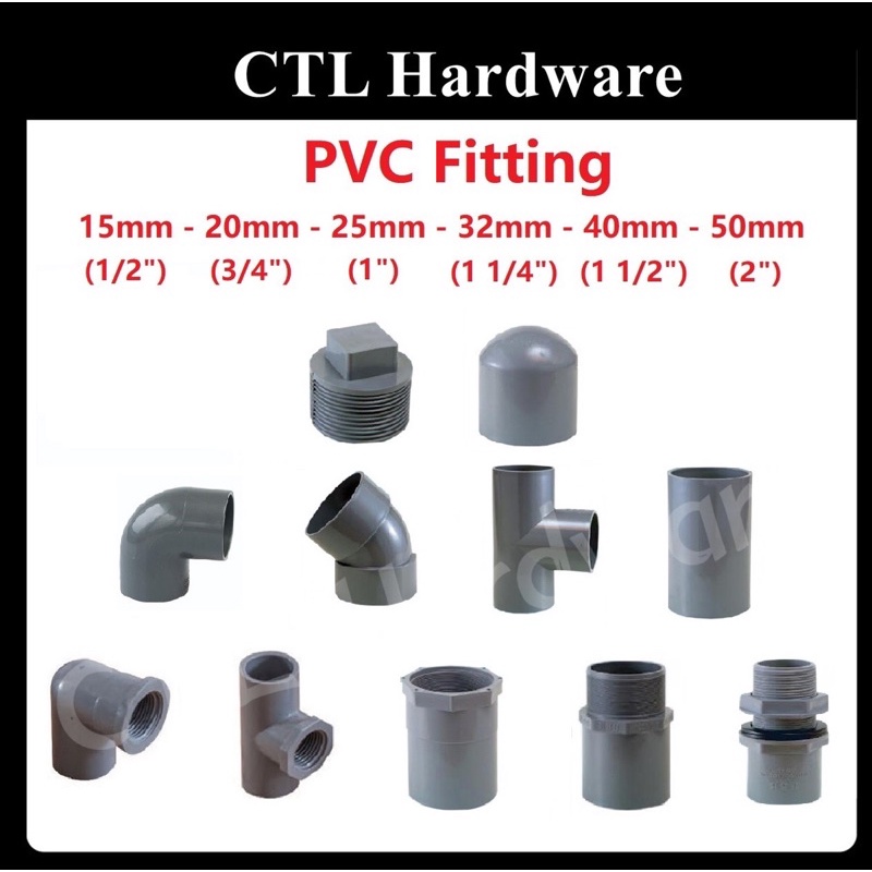 32mm~50mm PVC Fitting Connector Elbow / Tee / Socket / End Cap / Plug ...