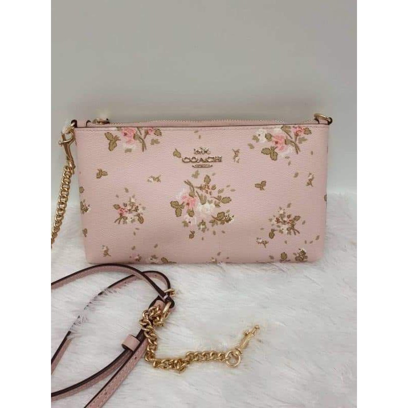 COACH AUTHENTIC ZIP TOP CROSSBODY WITH ROSE BOUQUET PRINT