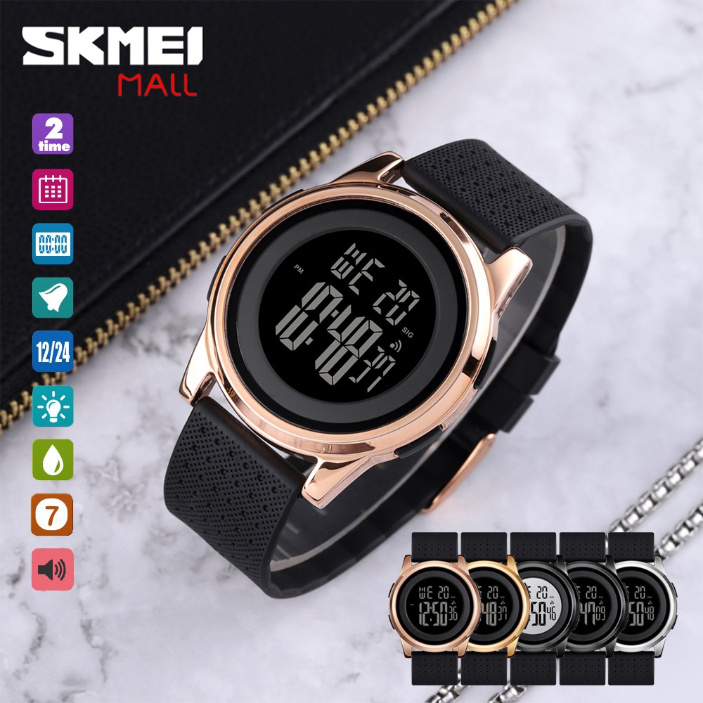 SKMEI 1502 Men 9mm Ultrathin Fashion Week Watch Digital Sport Stopwatch ...
