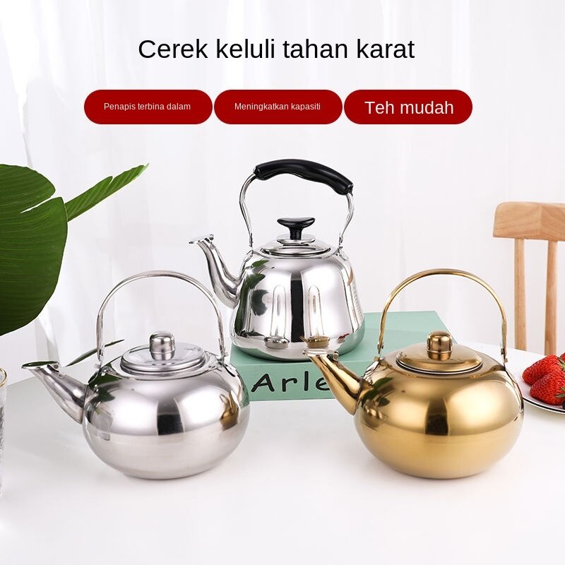 Keluli Tahan Karat Teapot Restoran Hotel Pot Air Teh Pot Wain Kuning