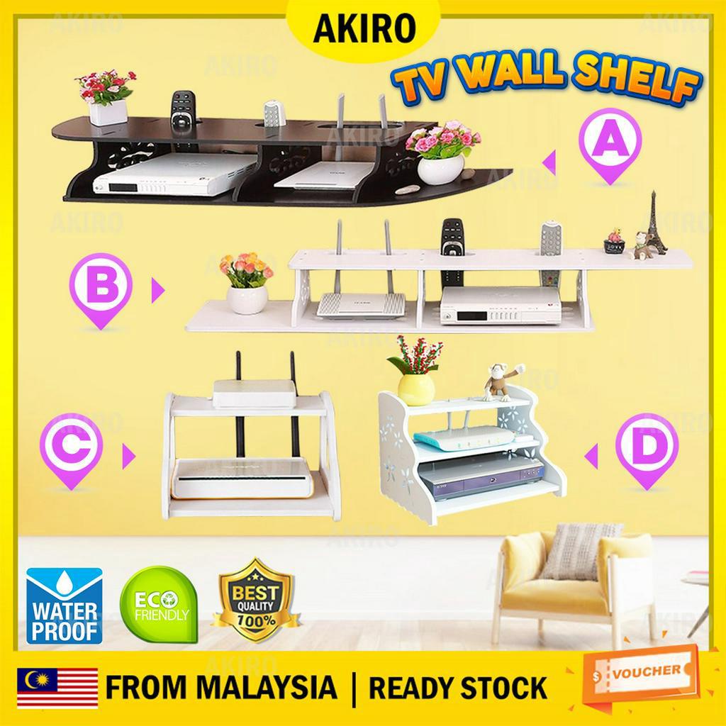 (Crazy Sales) AKIRO PVC Waterproof Router Wall Shelf Storage Rack TV ...