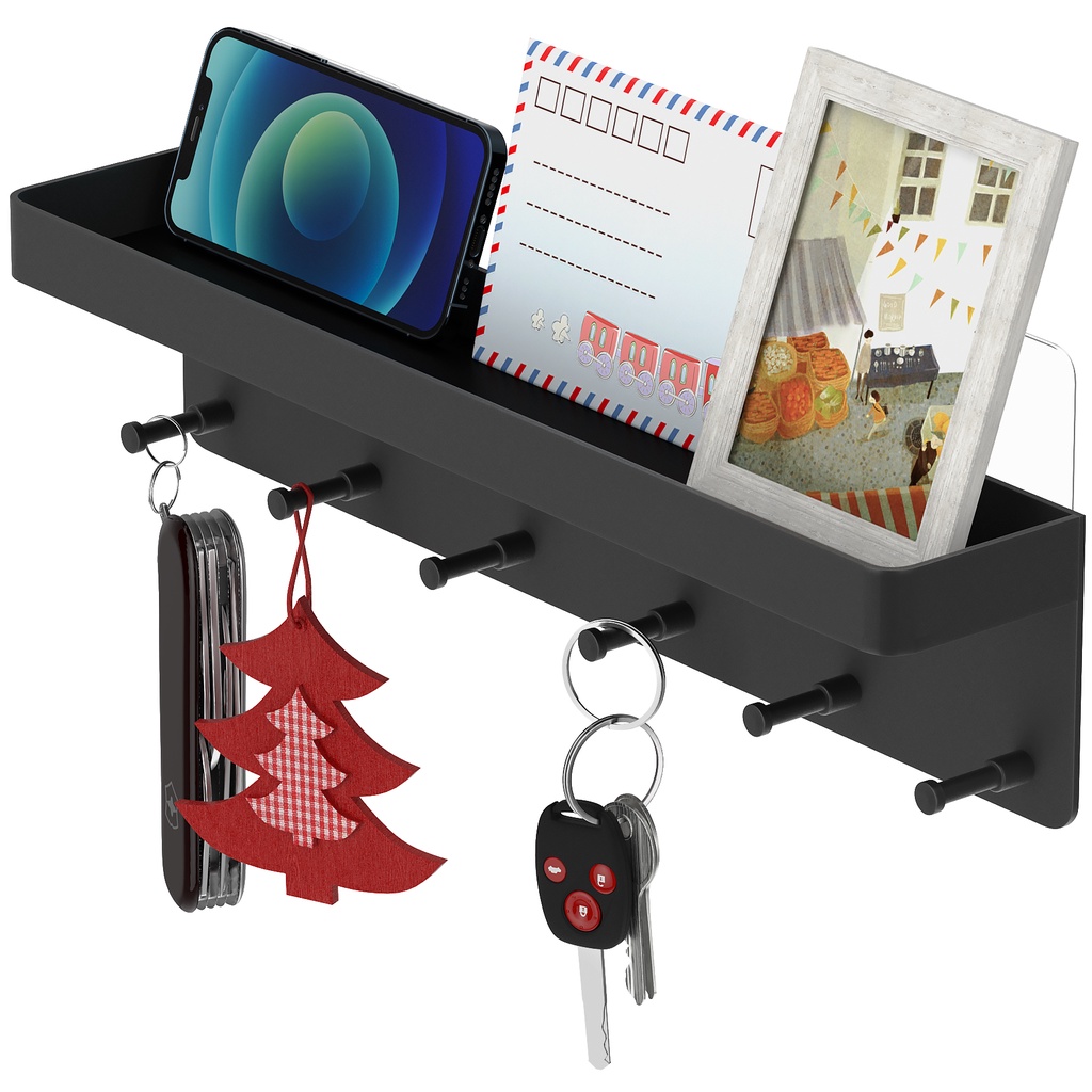 6 Hooks Key Holder Home Decor Stainless Key Rack Wall Mount Clothes ...