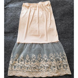 X_LON Lace Underskirt Skirt Extender Petticoat Slip Inner Skirt Inner Wear  Skirt Extension Embellishment Kain Dalam