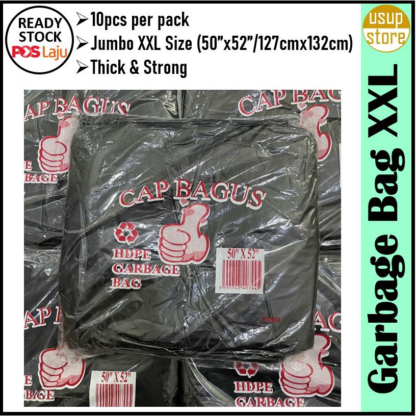 Garbage Bag XXL Jumbo Size / Black Plastic Rubbish Bin Bag / Plastik