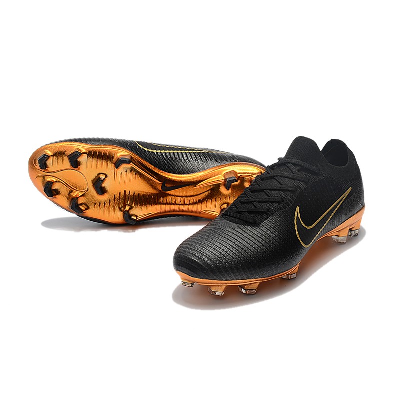 Nike mercurial vapor flyknit ultra fg soccer cleats black on sale golden