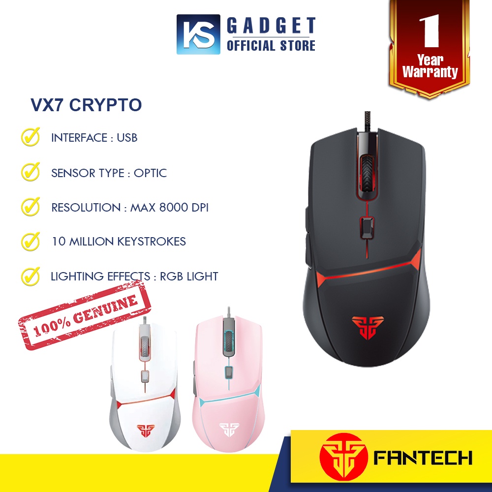 Fantech VX7 Crypto 8000 DPI Macro Pro Lightweight Gaming Mouse | Shopee ...