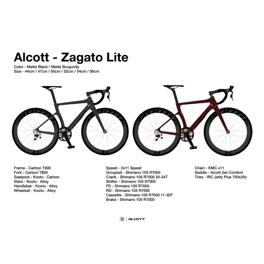 ALCOTT ZAGATO LITE FULL SHIMANO 105 ROADBIKE Shopee Malaysia