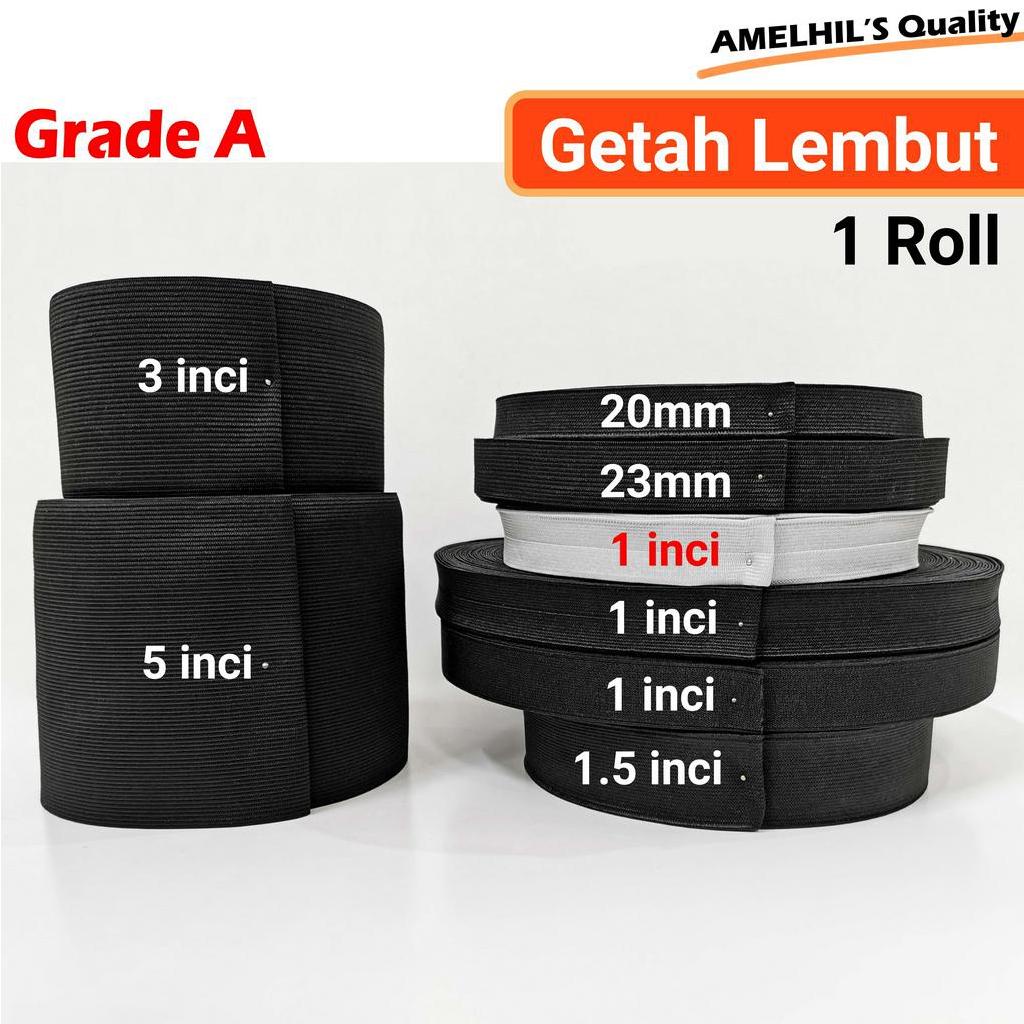 (Roll) Soft Elastic Band Polyester Elastic Band Getah Kain Lembut Getah ...